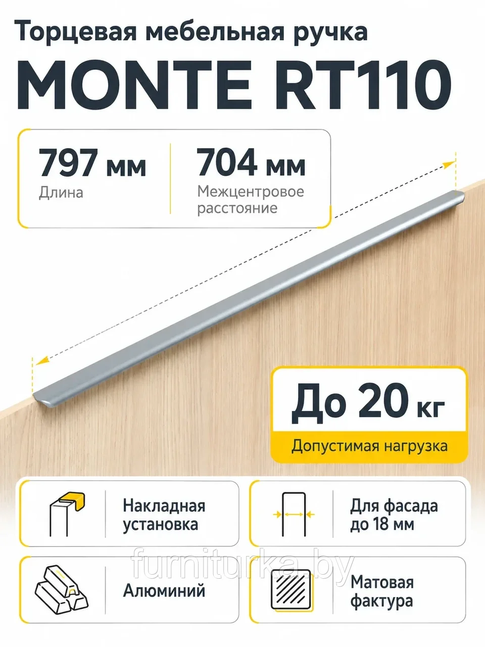 Мебельная ручка MONTE RT110GR.1/000/800