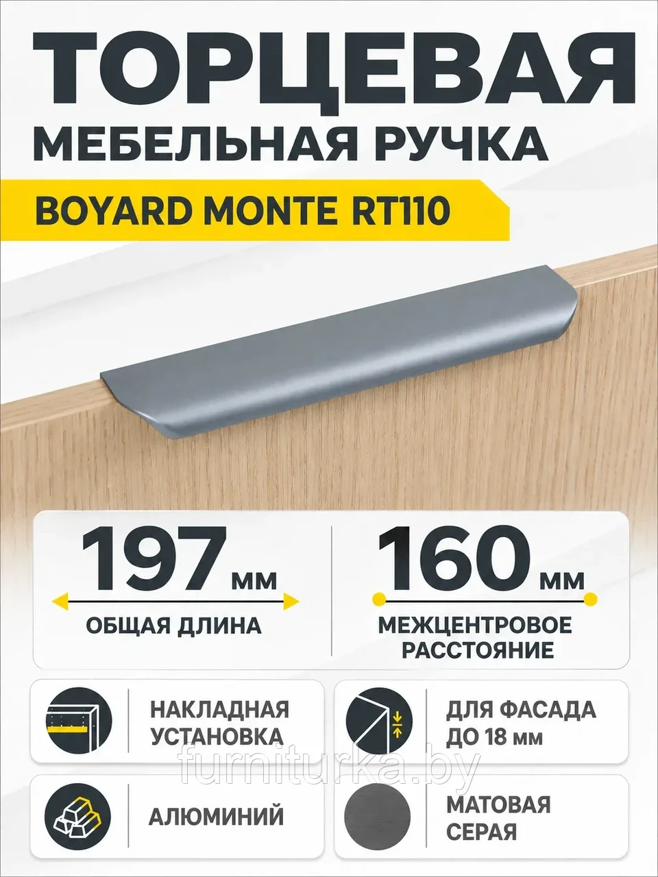 Мебельная ручка MONTE RT110GR.1/160/200