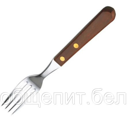 Вилка для стейка сталь нерж.,дерево ,L=190/60,B=22мм коричнев.,металлич.