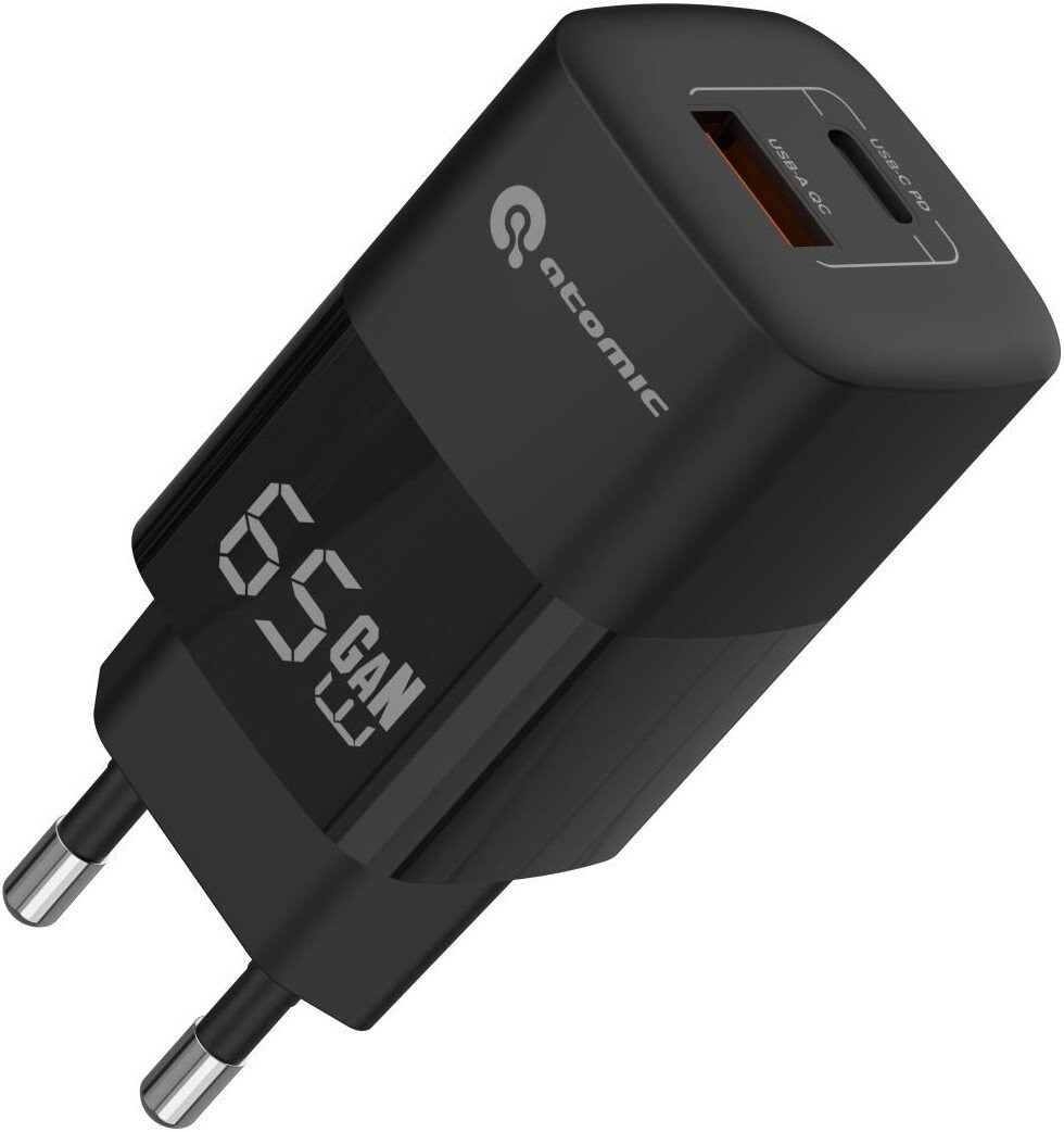Сетевое зарядное Atomic UniQ G651 GAN 65W USB Type-C (черный)