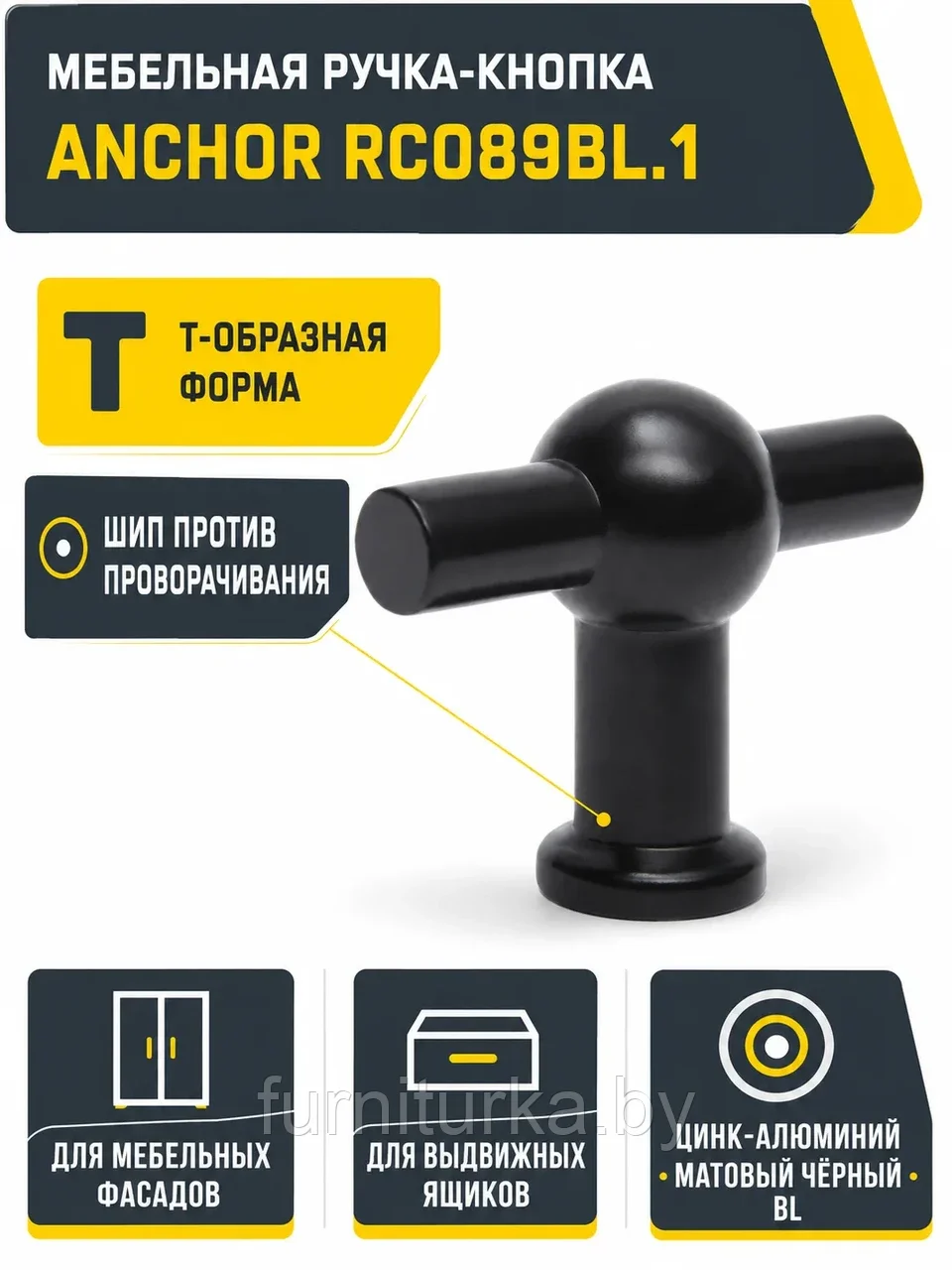 Мебельная ручка ANCHOR RC089BL.1