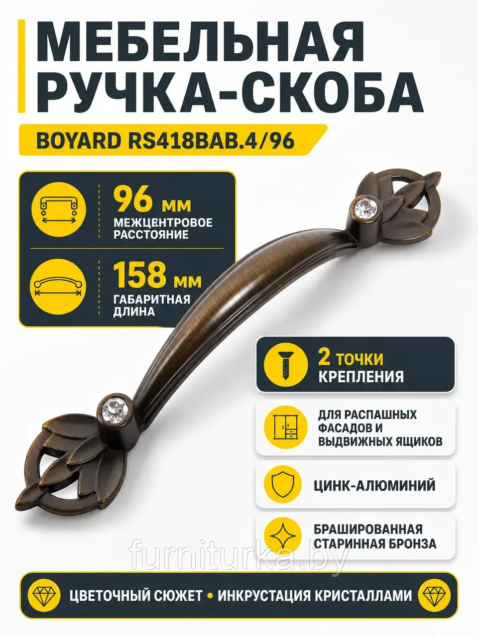 Мебельная ручка RS418BAB.4/96