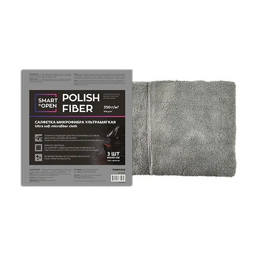 Polish Fiber - Салфетка микрофибра ультрамягкая | SmartOpen | 40х40см (уп. 3шт)