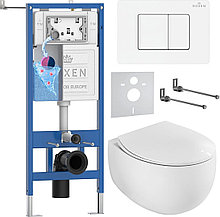 Унитаз подвесной Roxen EGG в комплекте с инсталляцией StounFix Dual Fresh 6 в 1 868537 (кнопка: белый
