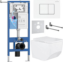 Унитаз подвесной Roxen Boro в комплекте с инсталляцией StounFix Dual Fresh 6 в 1 868532 (кнопка: белый