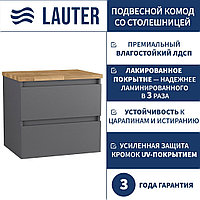 Lauter Комод для ванной Mia 60 со столешницей Melisa (графит/цельный дуб)