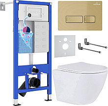 Унитаз подвесной Roxen Antares в комплекте с инсталляцией StounFix Dual Fresh 6 в 1 968049 (кнопка: