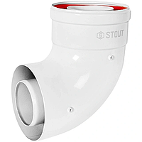 Отвод 90° традиц. коакс. D60 (п-м) /100 (п-м) STOUT