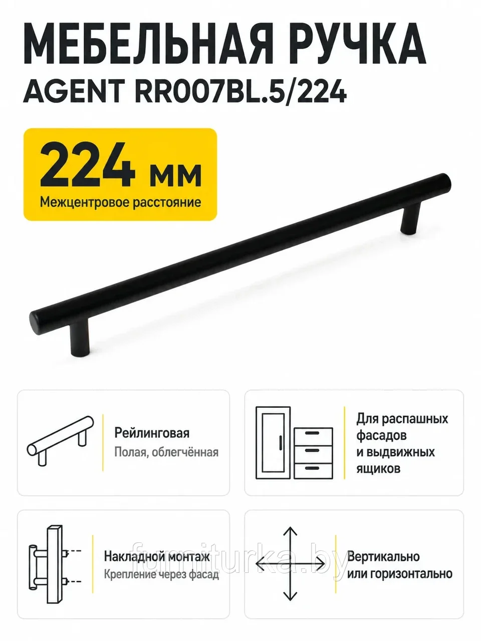 Мебельная ручка AGENT RR007BL.5/224