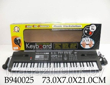 Детский синтезатор с микрофоном и USB MQ-814, 61 клавиша, от сети и батареек - фото 1 - id-p36789642
