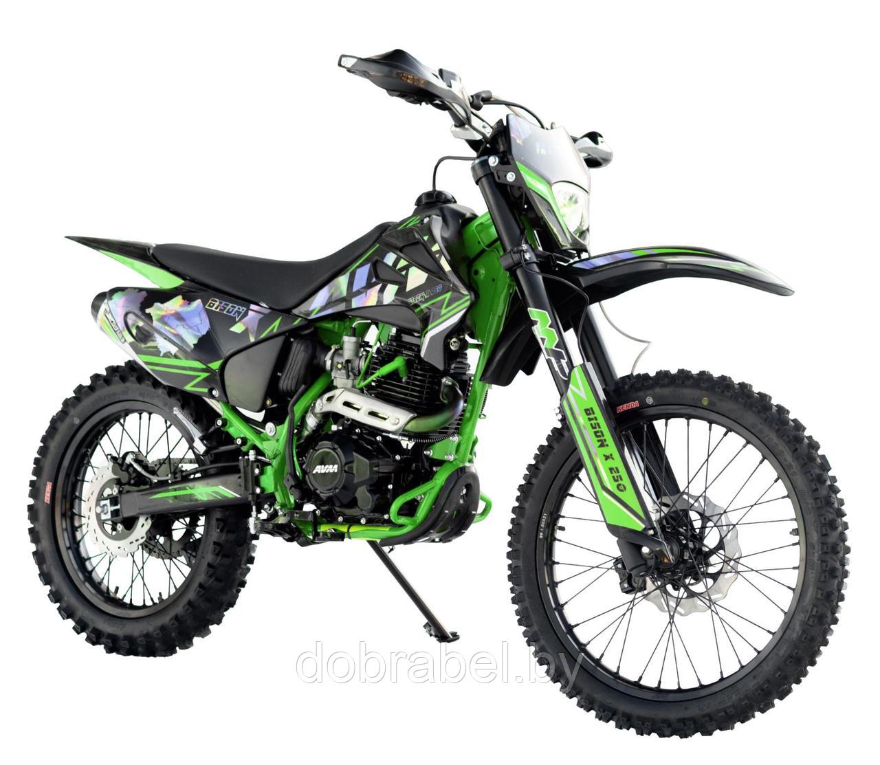 Кроссовый мотоцикл AVM BisonX 250 зеленый баланс. вал