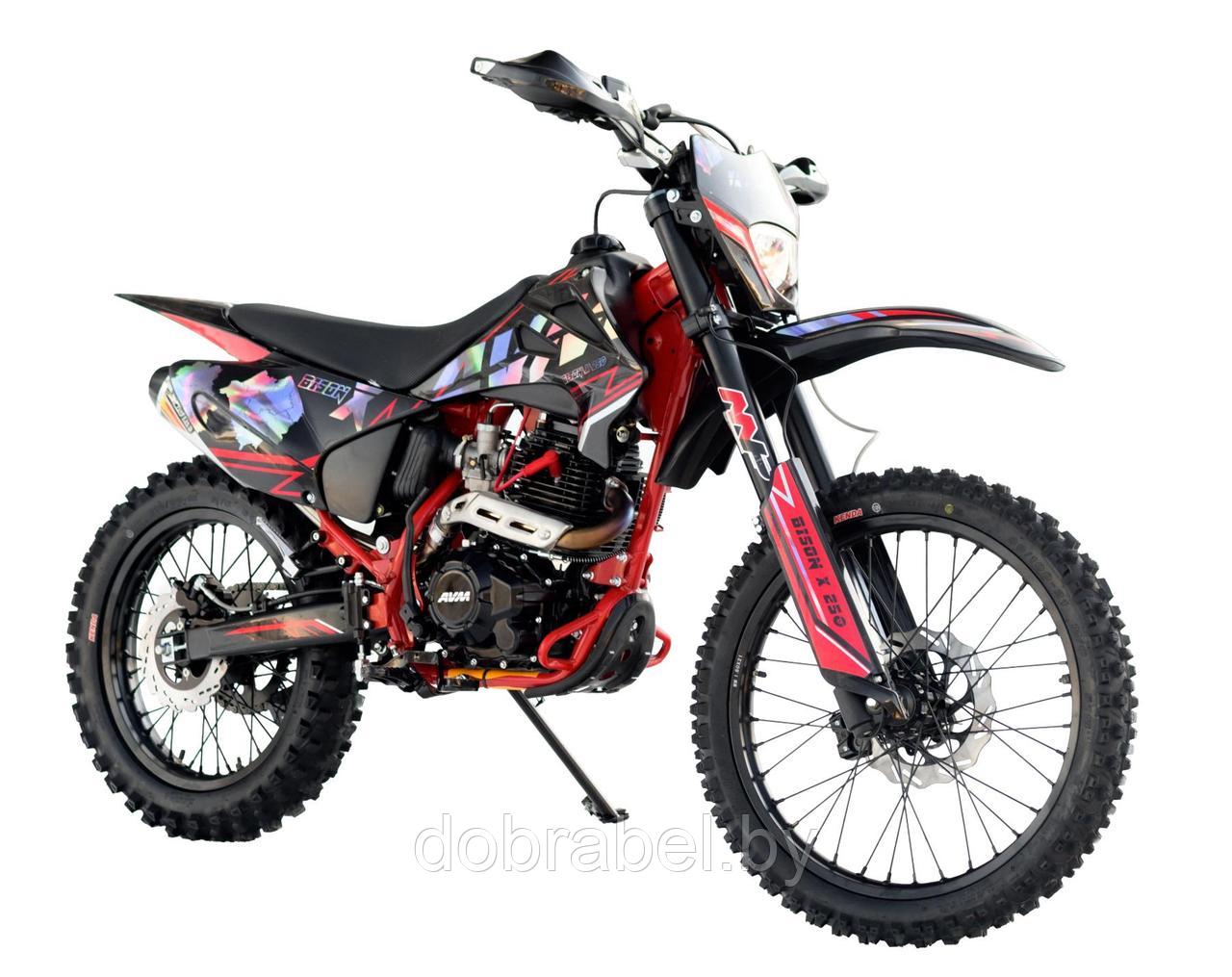 Кроссовый мотоцикл AVM BisonX 250 красный баланс. вал