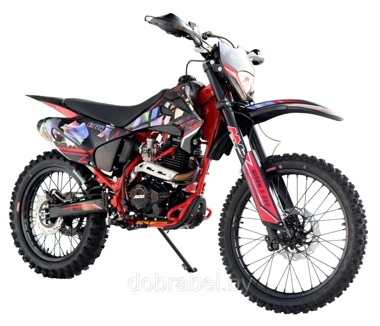 Кроссовый мотоцикл AVM BisonX 250 красный баланс. вал + регулировка амортизаторов