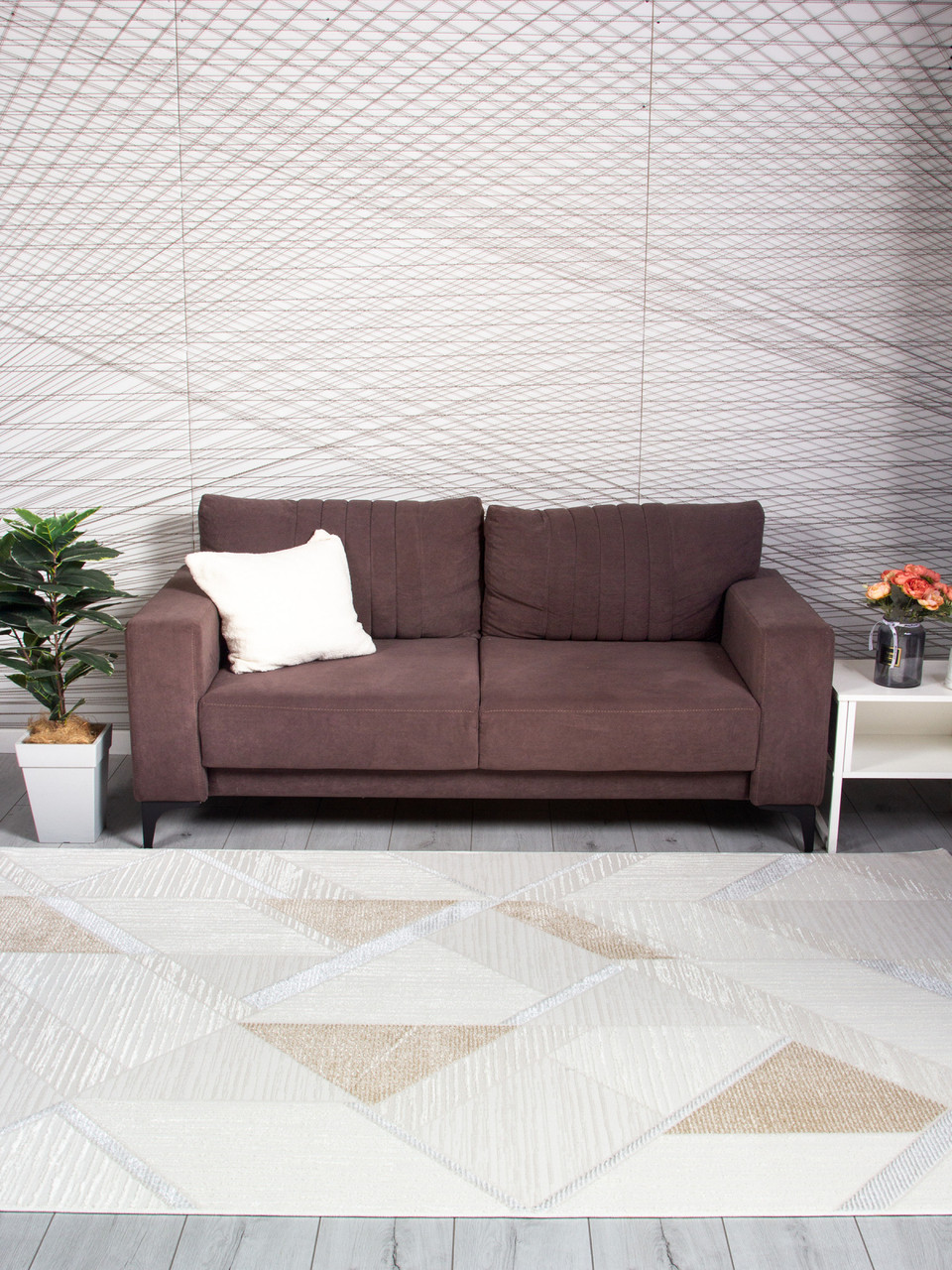 Ковер ALFA CARPET 20802A - L.BEIGE / WHITE