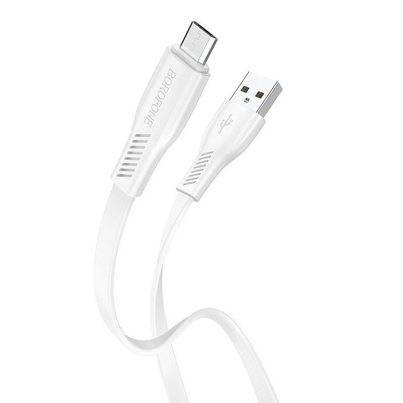 Зарядный USB дата кабель BOROFONE BX85 MicroUSB, 2.4A, 1м, белый 559826