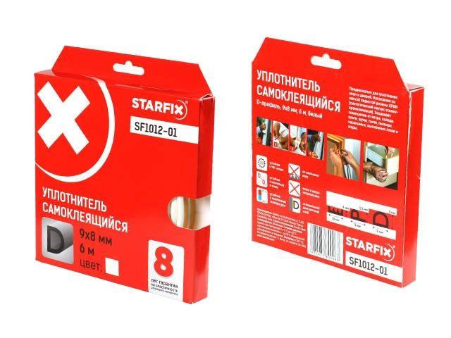 Уплотнитель "D" белый 9х8мм 6м (сдвоенный профиль 2х3м) STARFIX