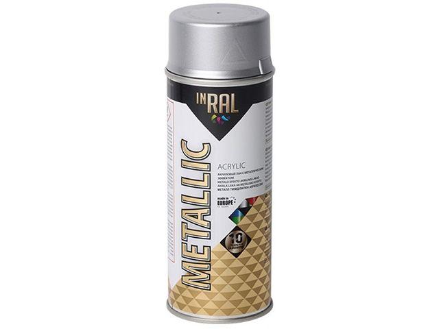 Лак на акриловой основе серебряный INRAL METALLIC SPRAY 400мл