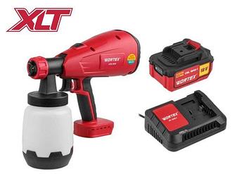 Аккум. краскораспылитель WORTEX CPS 1810 в кор. ALL1 XLT SET 18В, 1 акк., 4 Ач, 700 мл/мин, 1 л б
