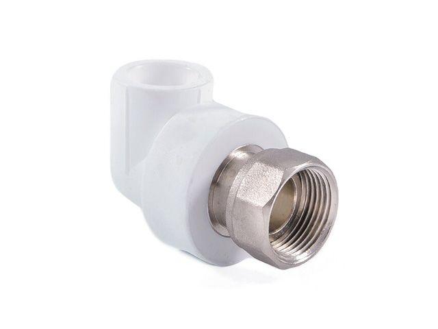 Колено ПП с накидной гайкой 20х1/2", бел. РТП