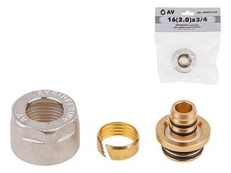 Евроконус (адаптер) 16(2.0) х 3/4" вн. для труб PEX, AV Engineering (инд. упак.)