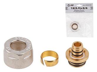 Евроконус (адаптер) 18(2.0) х 3/4" вн. для труб PEX, AV Engineering (инд. упак.)