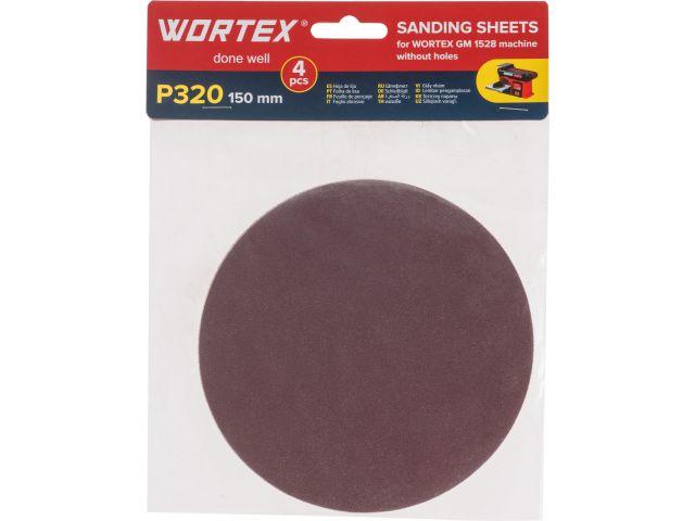 Шлифлист 150мм P320 без отв. 4 шт. для станка WORTEX GM 1528