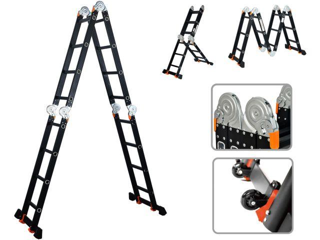 Лестница алюм. многофункц.4х4 ступ.(стрем.-229см,лестн.-465см) 13,8кг BLACK LINE STARTUL (ST9930-04)