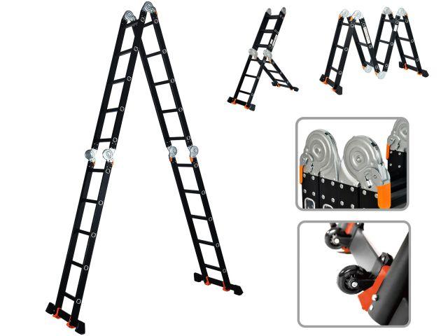 Лестница алюм. многофункц.4х5 ступ.(стрем.-283см,лестн.-580см) 15,5кг BLACK LINE STARTUL (ST9930-05)