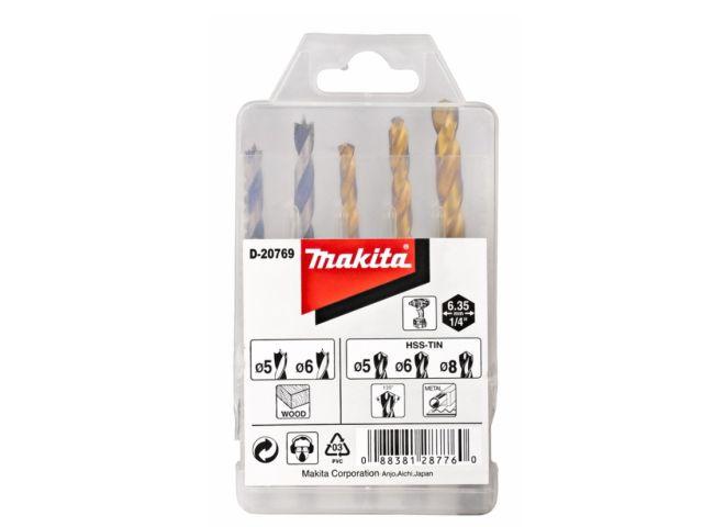 Набор сверл по дереву и металлу HSS-TIN 1/4, 5 шт MAKITA
