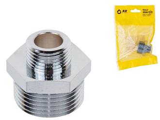 Ниппель ред. 1" нар. х 1/2" нар. ХРОМ, AV Engineering (инд. упак.)
