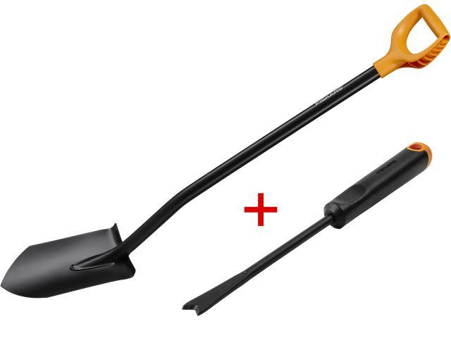 Лопата штыковая Solid FISKARS + АКЦИЯ (нож для прополки)