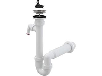 Сифон для мойки с нержавеющей peшeткой DN70 и штуцером, Alcaplast