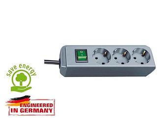 Удлинитель 1.5м (3 роз., 3.3кВт, с/з, выкл., ПВС) серебристо-серый Brennenstuhl Eco-Line