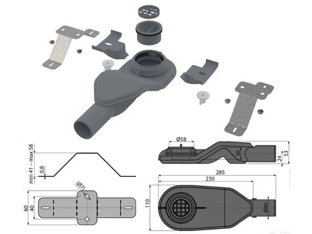 Экстра низкий сифон DN40, Alcaplast