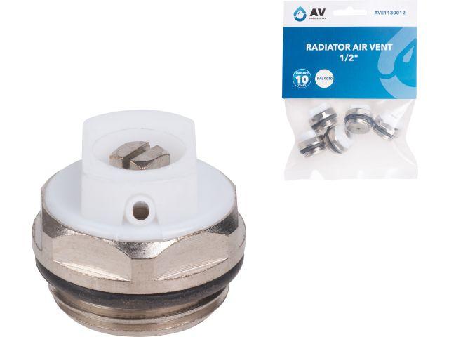 Воздухоотводчик 1/2" (кран Маевского) для радиатора,(5 шт. инд. упак.) AV Engineering