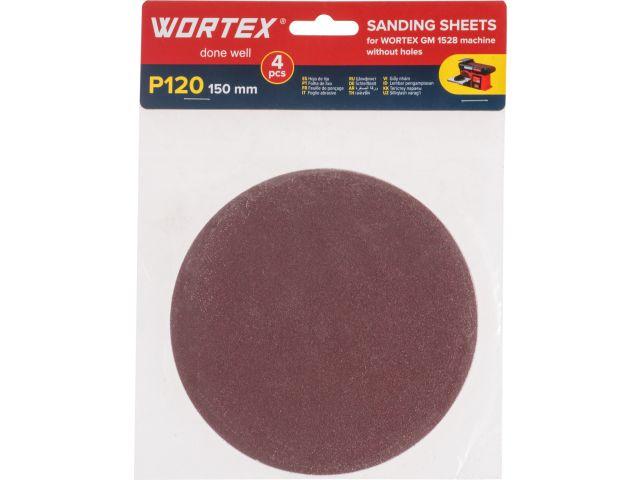 Шлифлист 150мм P120 без отв. 4 шт. для станка WORTEX GM 1528