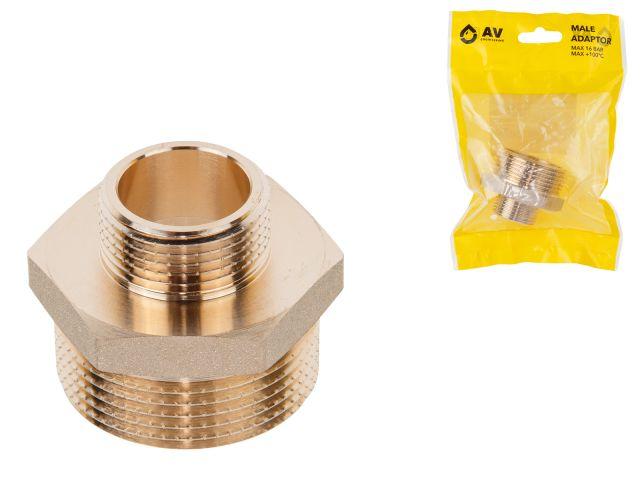Ниппель ред. 1 1/4" нар. х 3/4" нар., AV Engineering (инд. упак.)
