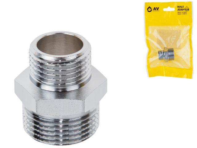 Ниппель ред. 3/4" нар. х 1/2" нар. ХРОМ, AV Engineering (инд. упак.)