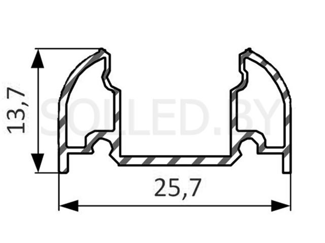 Алюминиевый профиль накладной с экраном 25,7x13,7 для LED ленты - фото 3 - id-p37123328
