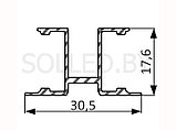 Алюминиевый профиль накладной с экранами 30,5x17,6 для LED ленты, фото 3