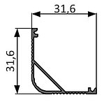 Алюминиевый профиль угловой с угловым экраном 30х30 для LED ленты, фото 2