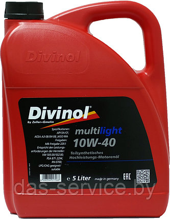 Моторное масло Divinol Multilight 10W-40 (полусинтетическое моторное масло 10w40) 5 л., фото 2
