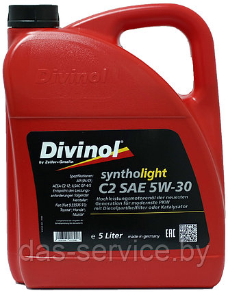 Моторное масло Divinol Syntholight C2 SAE 5W-30 (синтетическое моторное масло 5w30) 5 л., фото 2