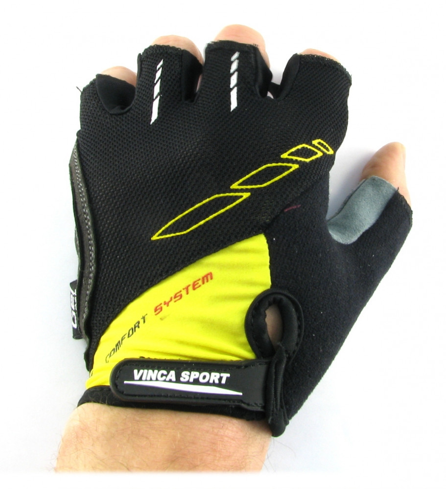 Велоперчатки Vinca sport VG 925 black/yellow - фото 1 - id-p37133333