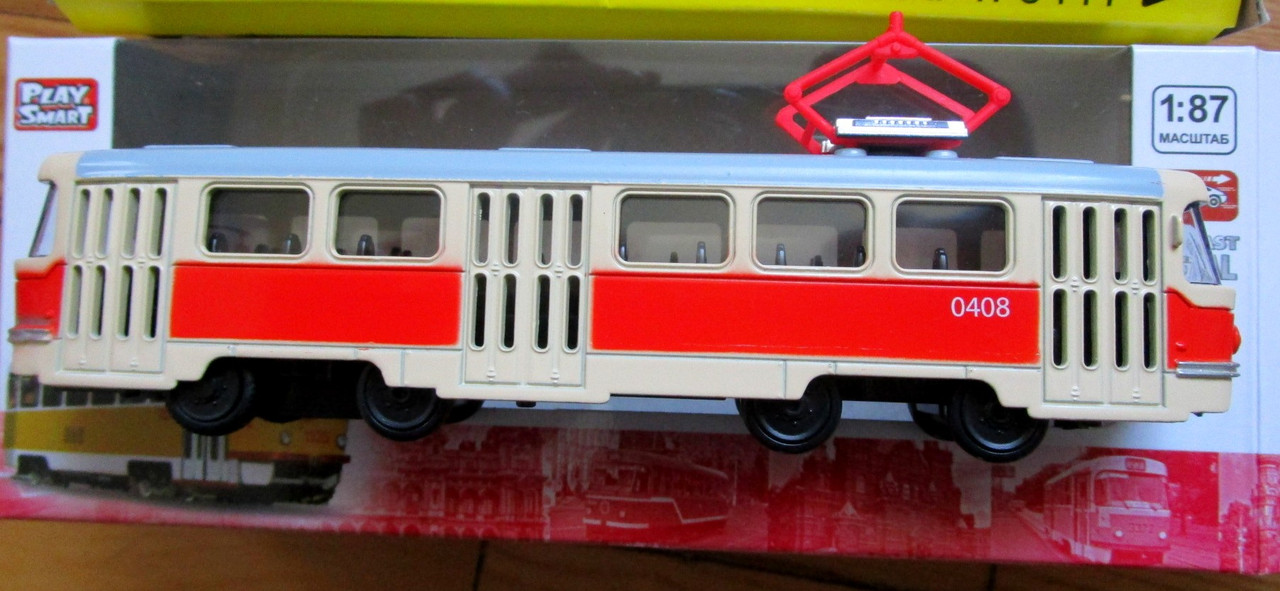 Игрушечная коллекционная модель инерционная трамвая 1:87 - фото 1 - id-p36967544