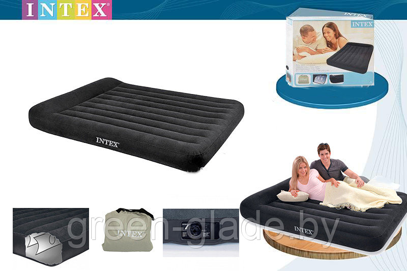 66781 Матрас надувной Intex Pillow Rest Classic Bed, размер 152x203x30 см (насос 220v)