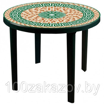 Стол пластиковый для дачи с рисунком "Мозаика". Круглый пластиковый стол - фото 2 - id-p37350255