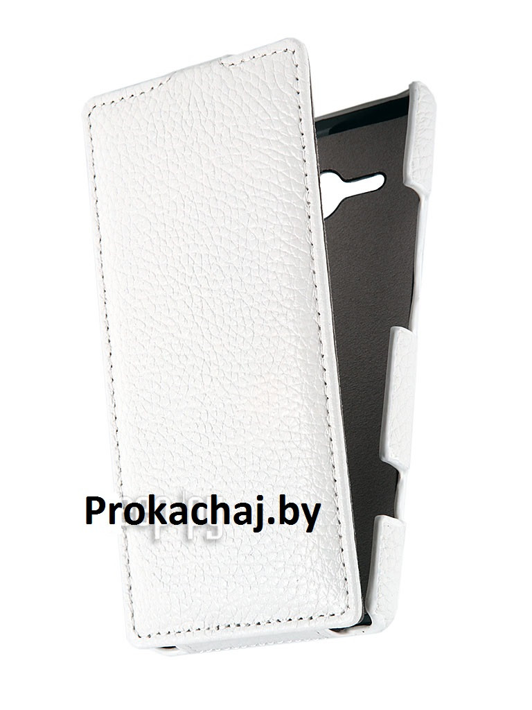 Чехол-блокнот для Sony Xperia L (натуральная кожа) белый Clever Case Leather Shell - фото 1 - id-p3548614