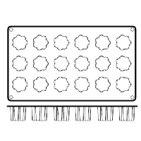 Форма конд. «Цветок» [18 ячеек] силикон; D=3.5,H=3.5,L=29.5,B=17.5см; кирпичн.