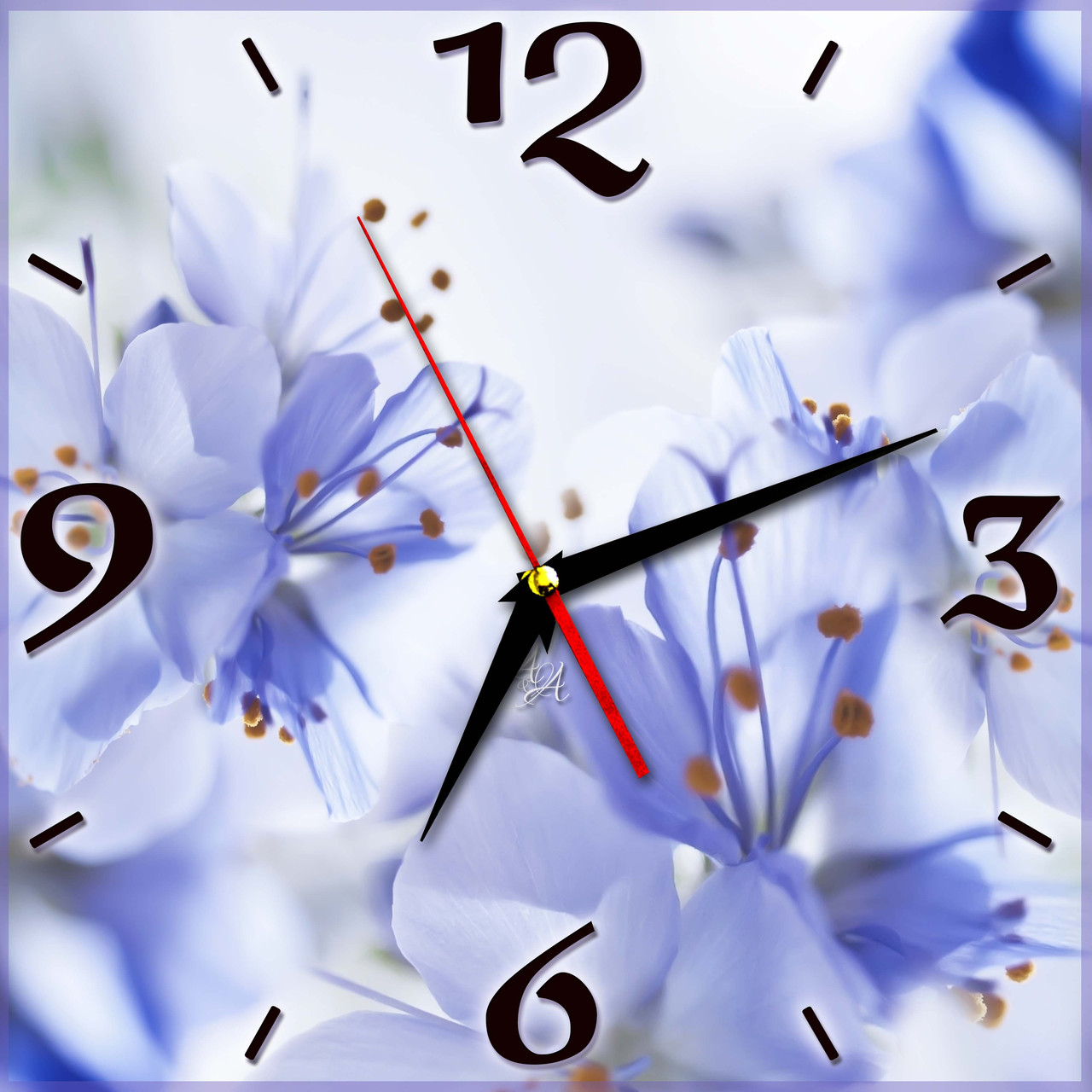Настенные часы из стекла "Синие цветы" арт.21857